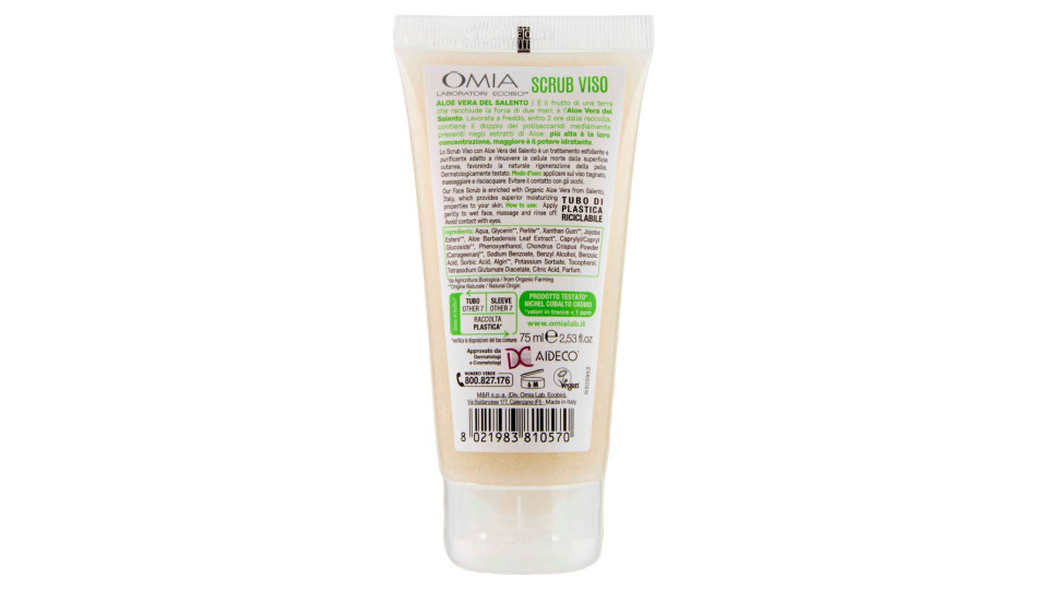 Omia Laboratori Ecobio Scrub Viso Aloe Vera Del Salento 75 Ml