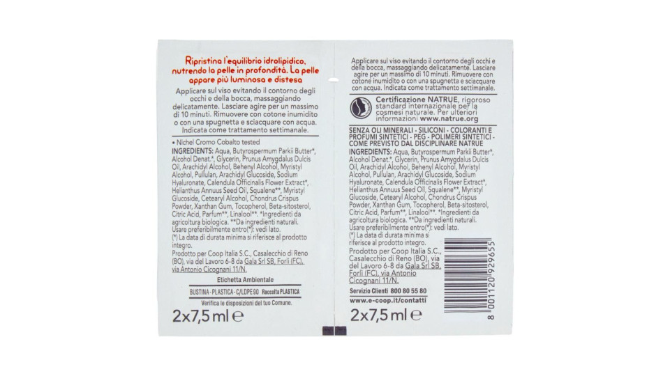 Maschera Nutriente Rassodante Pelli Mature 2 X 7,5 Ml