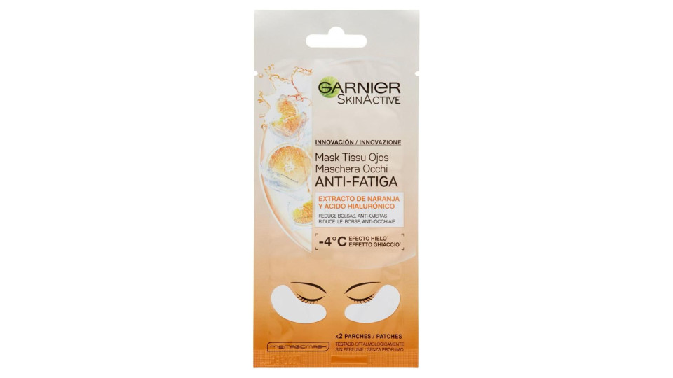 Garnier Skincare Maschera Occhi Anti Fatica Con Acqua Di Cocco E Acido Ialuronico, Arancione