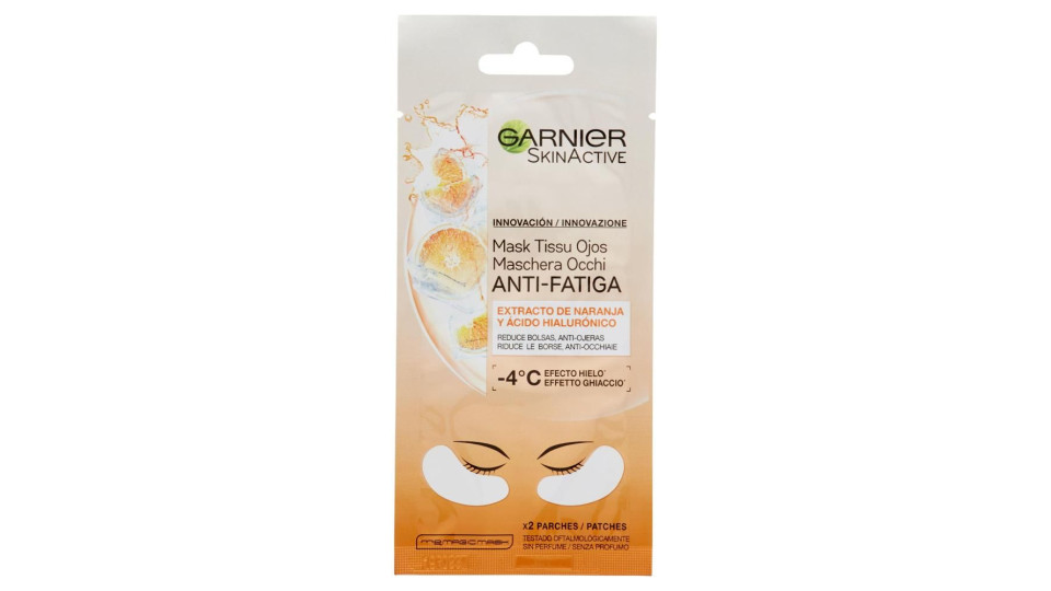 Garnier Skincare Maschera Occhi Anti Fatica Con Acqua Di Cocco E Acido Ialuronico, Arancione