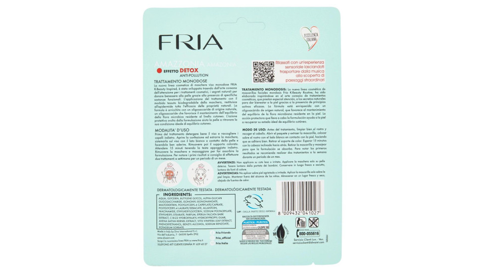 Fria Maschere Viso Monofase Amazzonia Detox Anti-pollution
