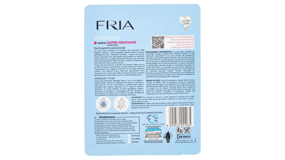 Fria Maschera Viso Monofase Finlandia Super Idratante Hydrogel