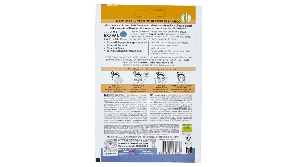 Hq Ingredients Maschera Tone-up Papaya - Mango - Ananas - Pesca