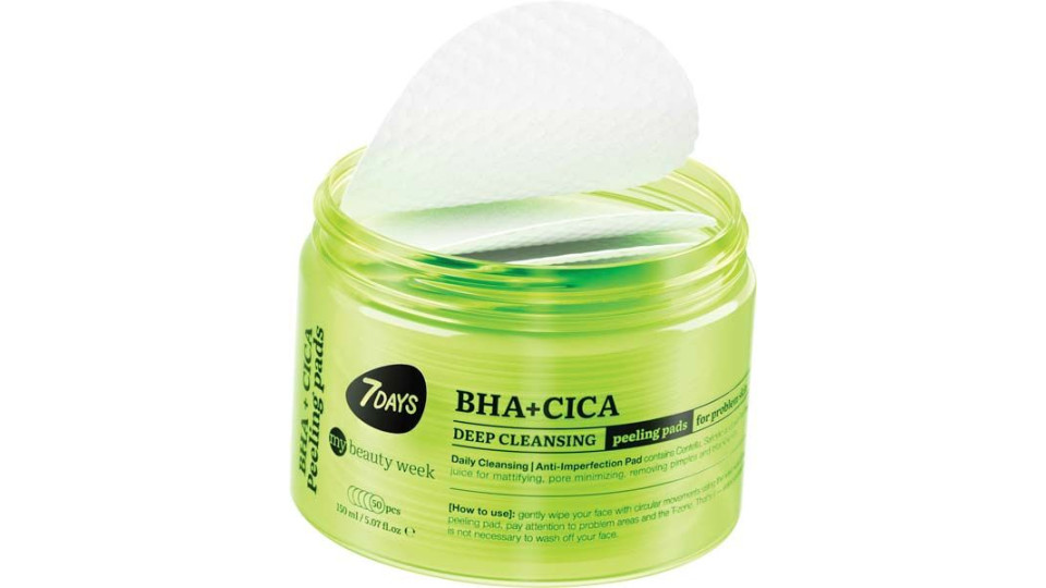 Dischetti Peeling Purificanti Per Il Viso Bha+cica 50 Pezzi 7days 150 Ml