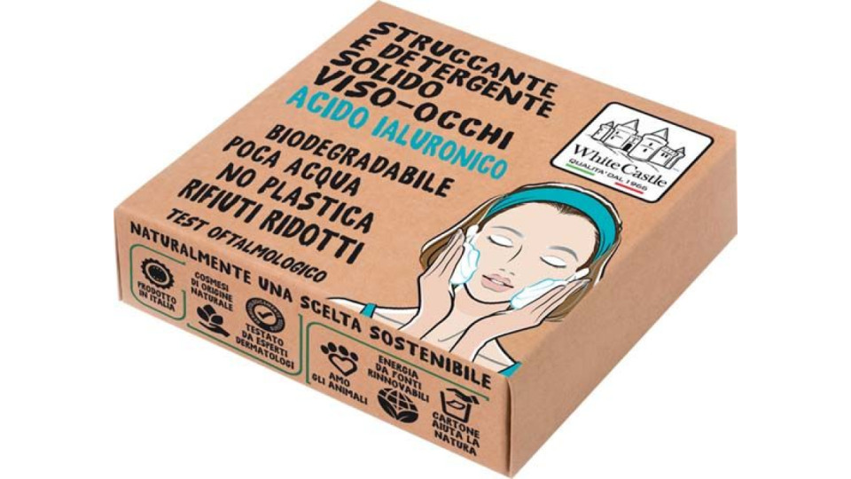 Struccante E Detergente Solido Viso E Occhi Acido Ialuronico  White Castle 80 G