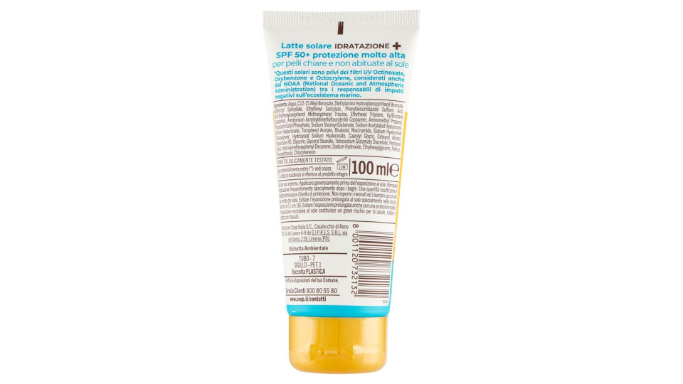 Latte Solare Idratazione 50+ Molto Alta 100 Ml
