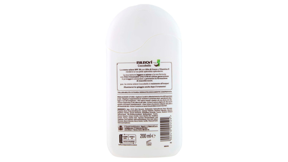 Bilboa Coccobello 30 Protezione Alta Con Olio Di Cocco 200 Ml