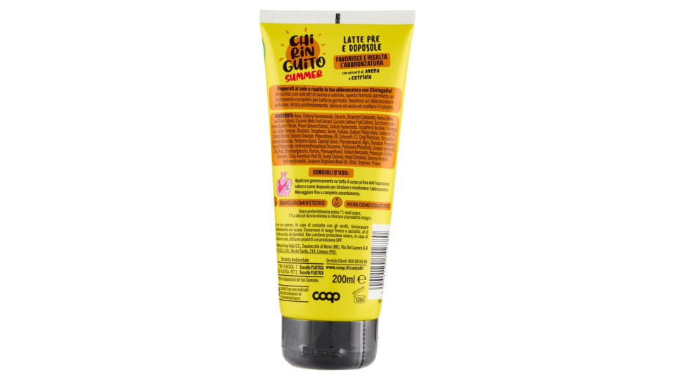 Latte Pre E Doposole Favorisce E Risalta L'abbronzatura 200 Ml