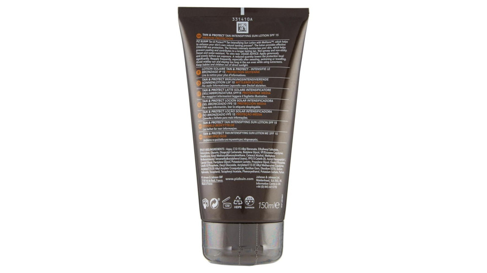 Piz Buin Lozione Solare Intensificatrice Dell'abbronzatura Tan & Protect 15 Spf Prot. Media 150ml