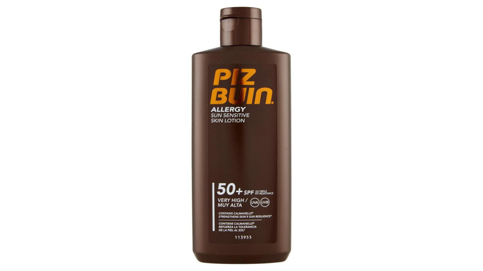 Piz Buin Lozione Solare, Pelle Sensibile, Allergy, 50+ Spf, Protezione Molto Alta, 200ml