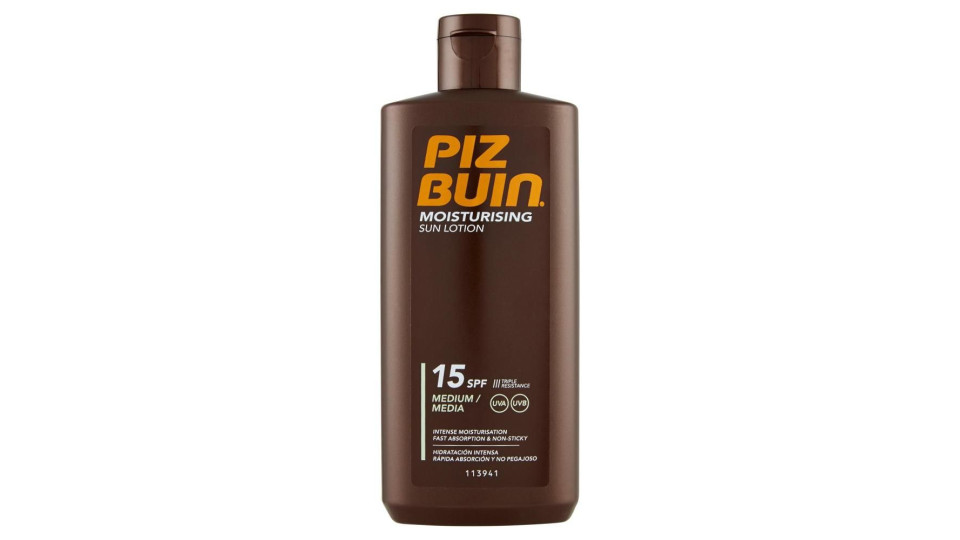 Piz Buin Lozione Solare Idratante, 15 Spf, Protezione Media, 200ml