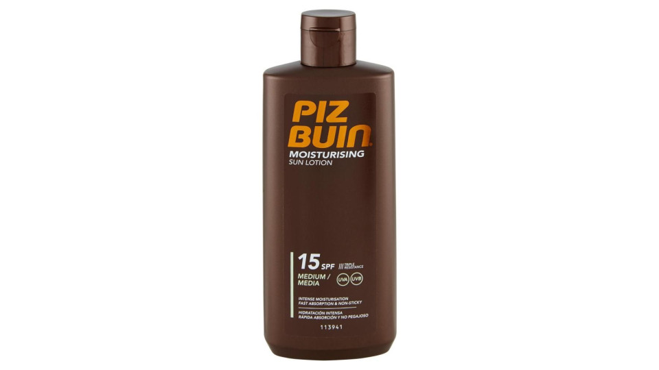 Piz Buin Lozione Solare Idratante, 15 Spf, Protezione Media, 200ml