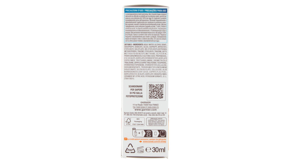 Garnier Ambre Solaire Super Uv Siero Viso, Spf50+ 30 Ml