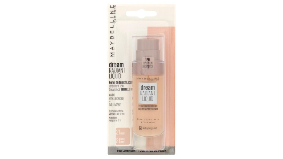 Maybelline New York Fondotinta Dream Satin Liquid, Look Naturale, Effetto Satinato, 21 Nude, 30 Ml