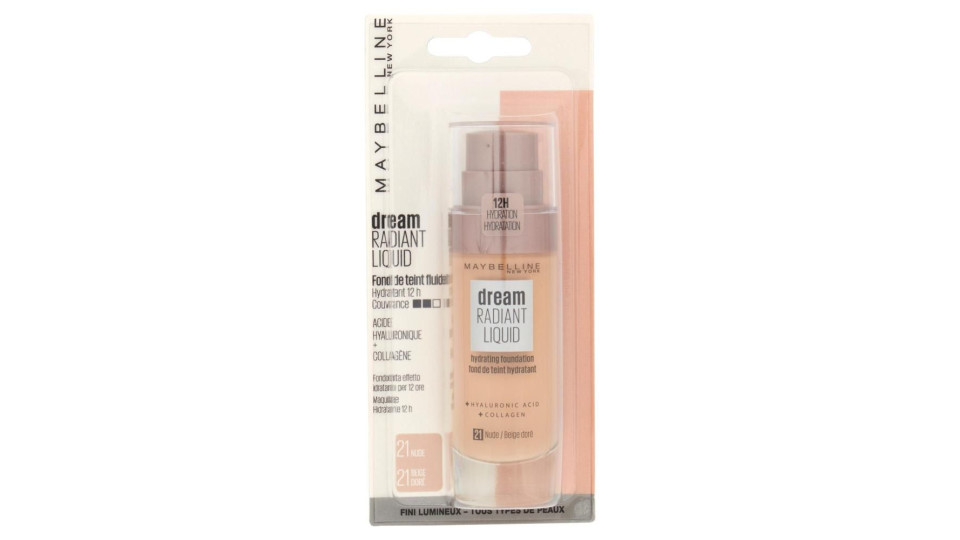 Maybelline New York Fondotinta Dream Satin Liquid, Look Naturale, Effetto Satinato, 21 Nude, 30 Ml