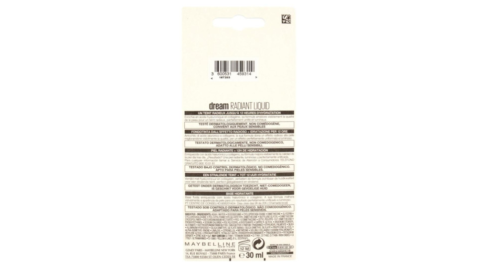 Maybelline New York Fondotinta Dream Satin Liquid, Look Naturale, Effetto Satinato, 30 Sand, 30 Ml