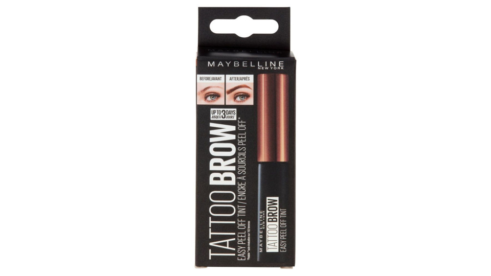 Maybelline New York Tinta Per Sopracciglia Peel-off Tattoo Brow, Dura Fino A 3 Giorni, Medium Brown