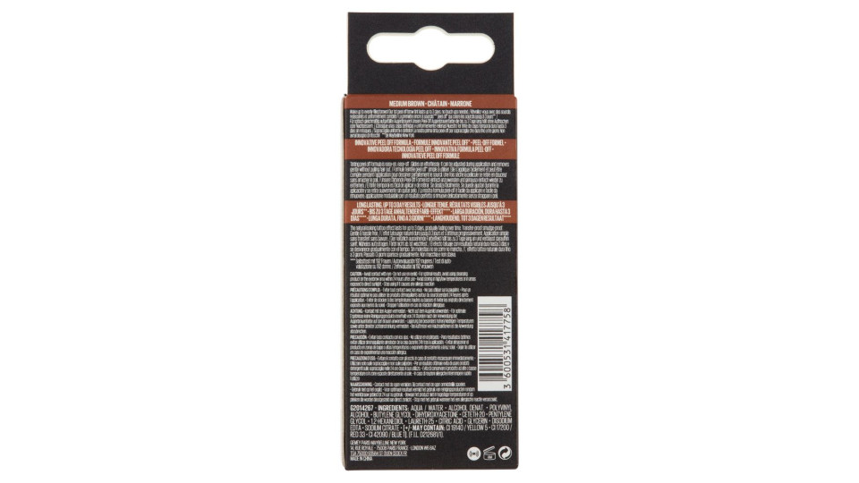 Maybelline New York Tinta Per Sopracciglia Peel-off Tattoo Brow, Dura Fino A 3 Giorni, Medium Brown