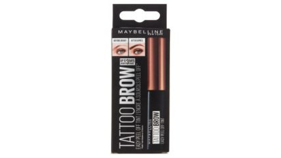 Maybelline New York Tinta Per Sopracciglia Peel-off Tattoo Brow, Dura Fino A 3 Giorni, Medium Brown
