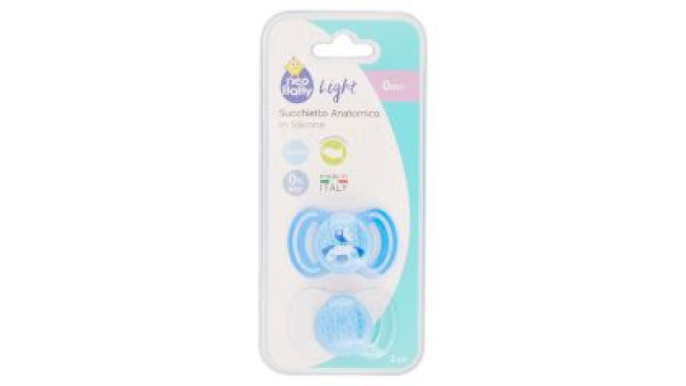 Neo Baby Light Succhietto Anatomico In Silicone Azzurro 0m+ 2 Pz