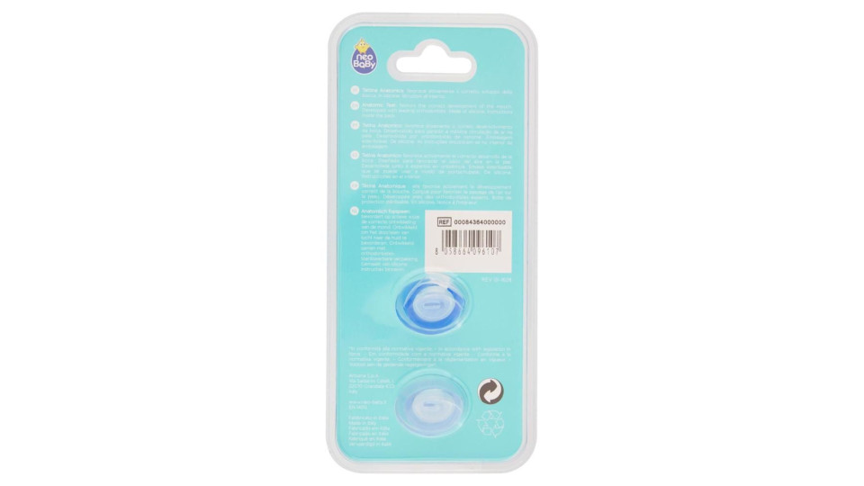 Neo Baby Light Succhietto Anatomico In Silicone Azzurro 0m+ 2 Pz