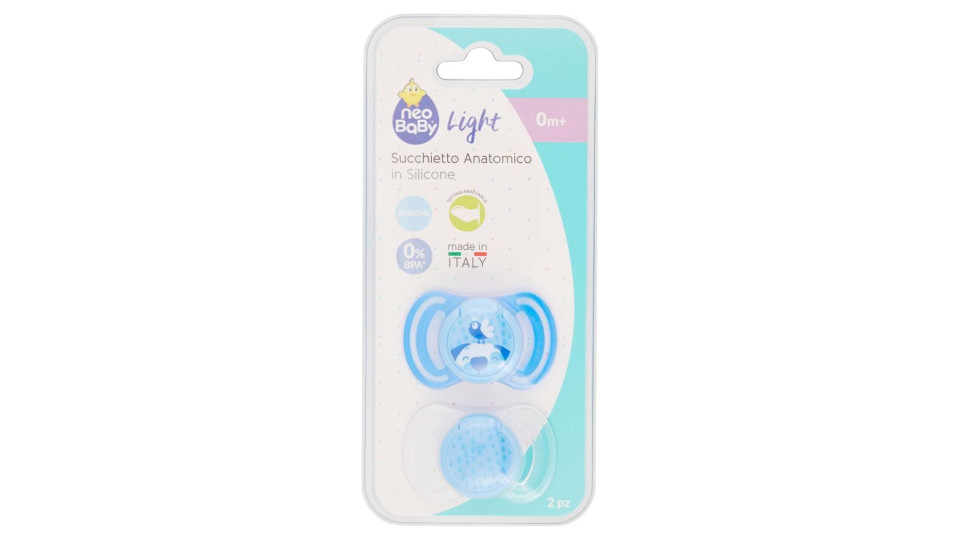 Neo Baby Light Succhietto Anatomico In Silicone Azzurro 0m+ 2 Pz