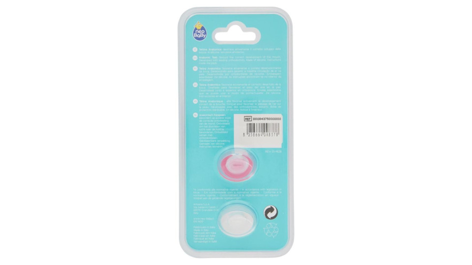 Neo Baby Light Succhietto Anatomico In Silicone Rosa 0m+ 2 Pz