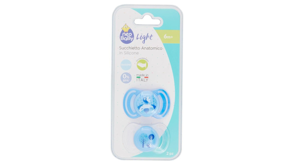Neo Baby Light Succhietto Anatomico In Silicone Azzurro 6m+ 2 Pz