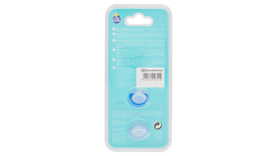 Neo Baby Light Succhietto Anatomico In Silicone Azzurro 6m+ 2 Pz