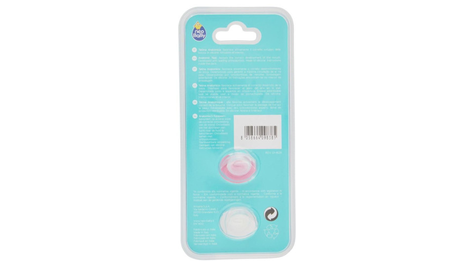 Neo Baby Light Succhietto Anatomico In Silicone Rosa 6m+ 2 Pz