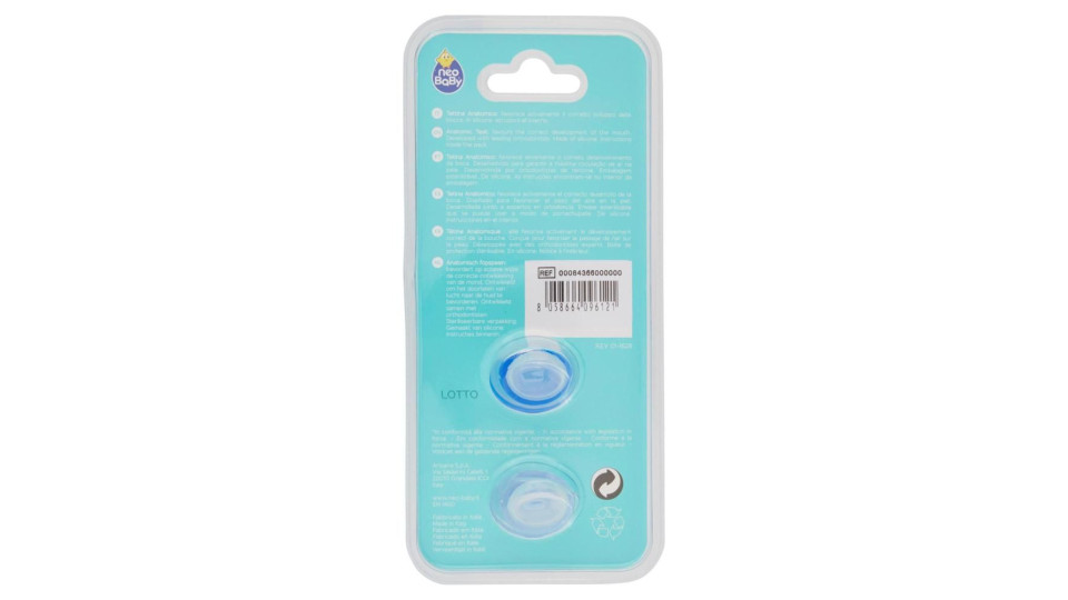 Neo Baby Light Succhietto Anatomico In Silicone Azzurro 12m+ 2 Pz