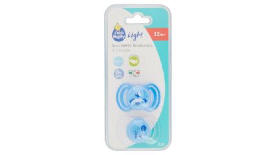 Neo Baby Light Succhietto Anatomico In Silicone Azzurro 12m+ 2 Pz