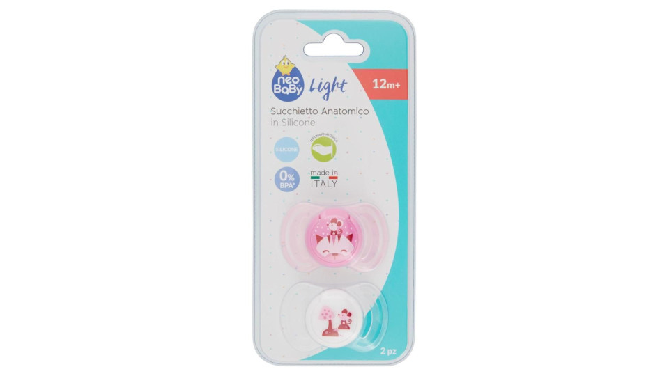 Neo Baby Light Succhietto Anatomico In Silicone Rosa 12m+ 2 Pz