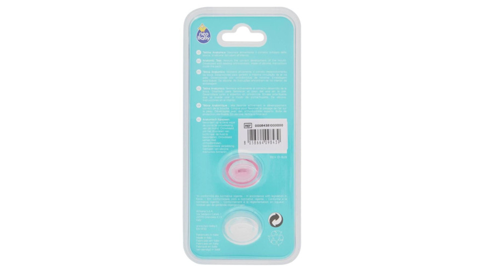 Neo Baby Light Succhietto Anatomico In Silicone Rosa 12m+ 2 Pz