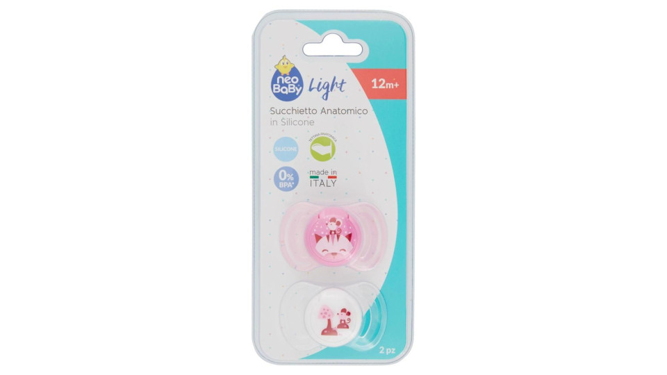 Neo Baby Light Succhietto Anatomico In Silicone Rosa 12m+ 2 Pz