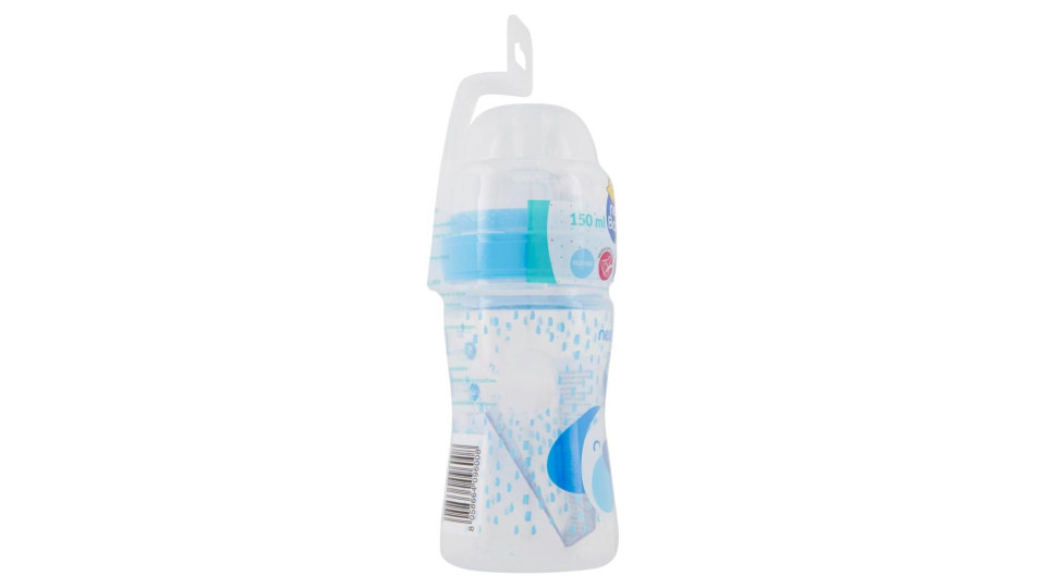 Neo Baby Biberon Plastica Azzurro Collo Largo 150ml 0m+