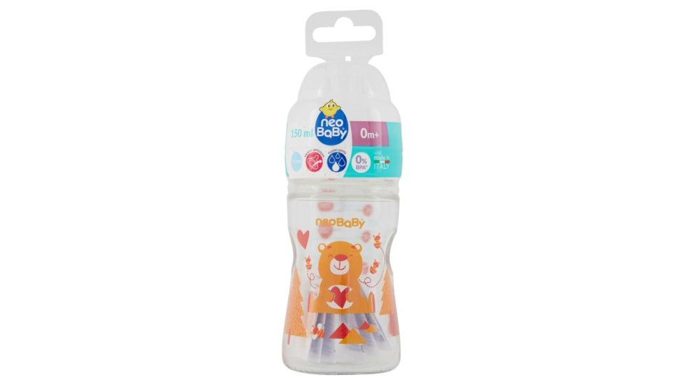 Neo Baby Biberon Vetro Collo Largo 150ml 0m+