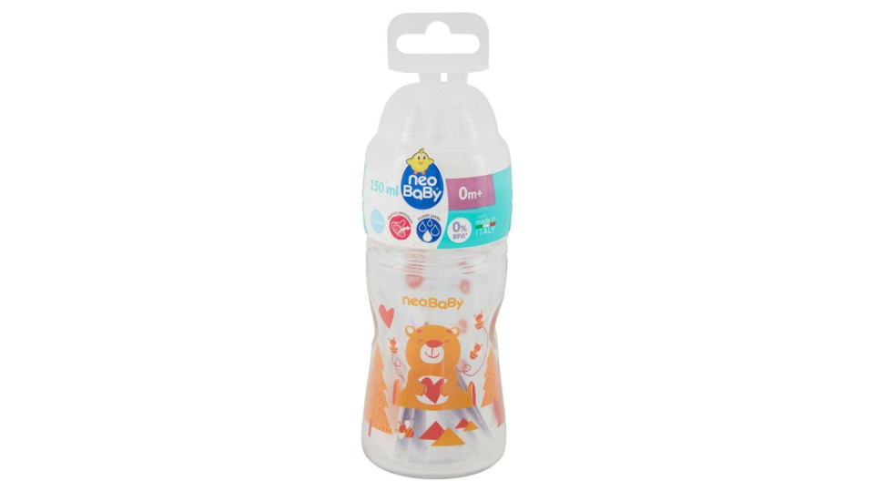 Neo Baby Biberon Vetro Collo Largo 150ml 0m+