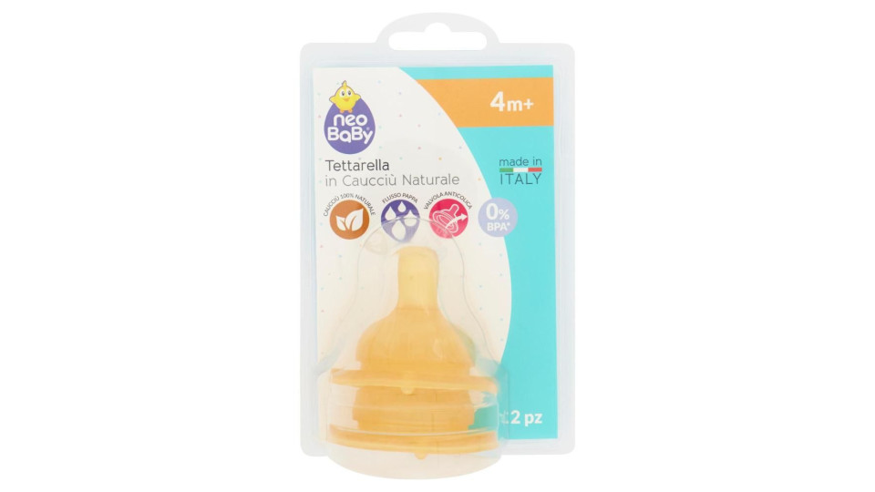 Neo Baby Tettarella In Caucciù Naturale Flusso Pappa 4m+ 2 Pz