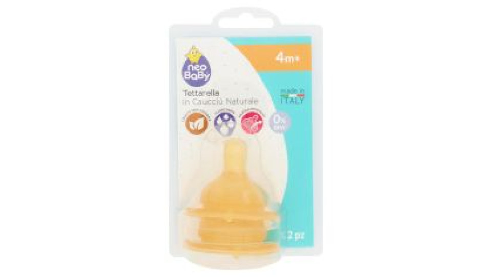 Neo Baby Tettarella In Caucciù Naturale Flusso Pappa 4m+ 2 Pz