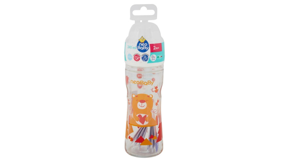 Neo Baby Biberon Vetro Collo Largo 240ml 2m+