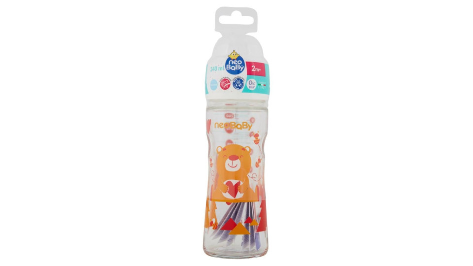 Neo Baby Biberon Vetro Collo Largo 240ml 2m+