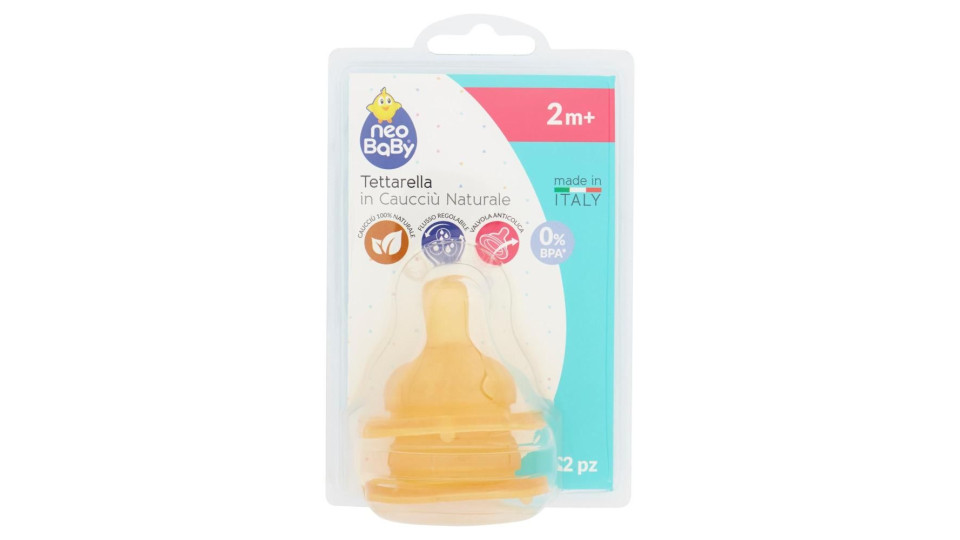 Neo Baby Tettarella In Caucciù Naturale Flusso Regolabile 2m+ 2 Pz