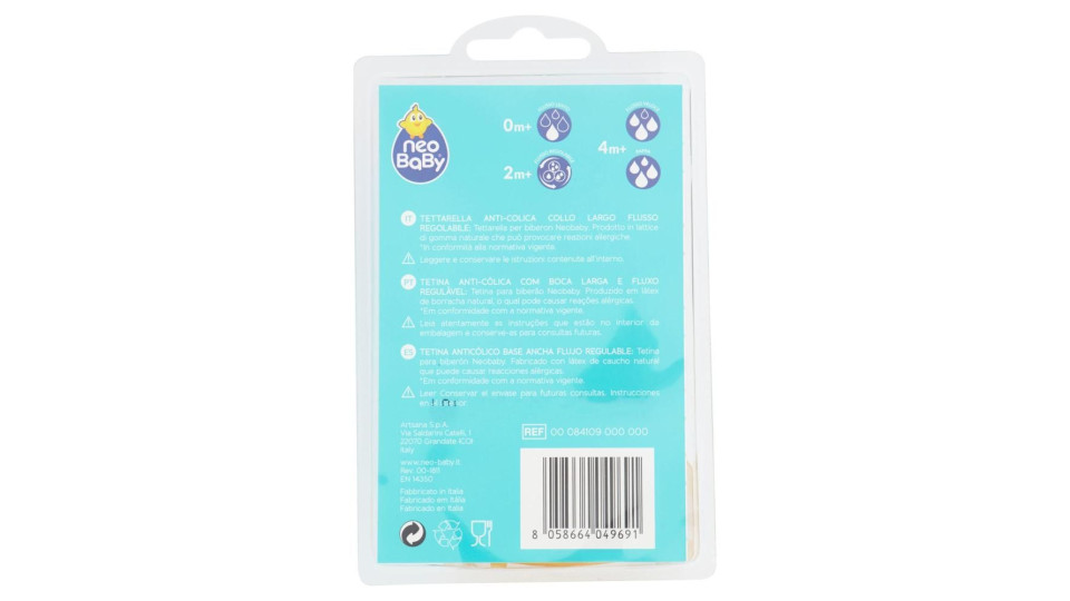 Neo Baby Tettarella In Caucciù Naturale Flusso Regolabile 2m+ 2 Pz