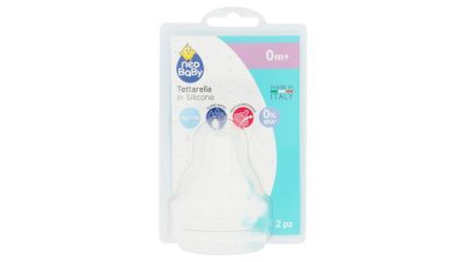 Neo Baby Tettarella In Silicone Flusso Lento 0m+ 2 Pz