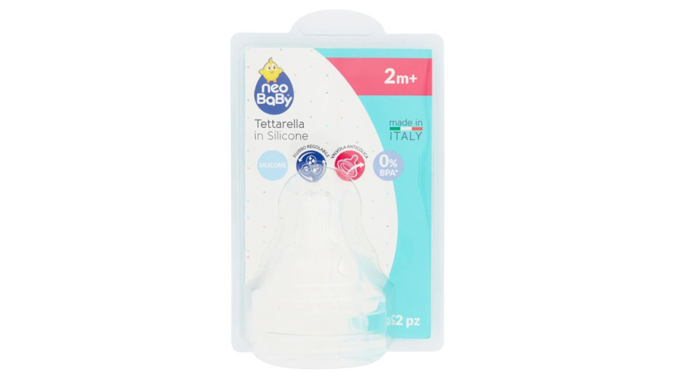 Neo Baby Tettarella In Silicone Flusso Regolabile 2m+ 2 Pz