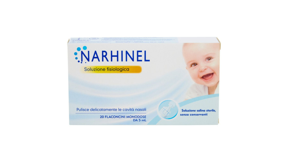 Narhinel Soluzione Fisiologica, Salina Isotonica Con Cloruro Di Sodio 20 Flaconi Da 5 Ml