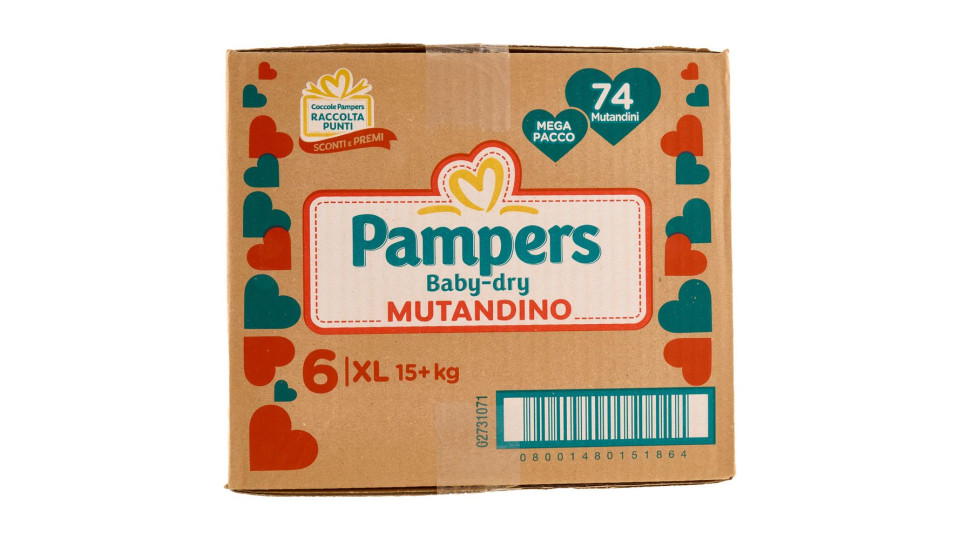 Mut.pampers Babydry Xl 74pz