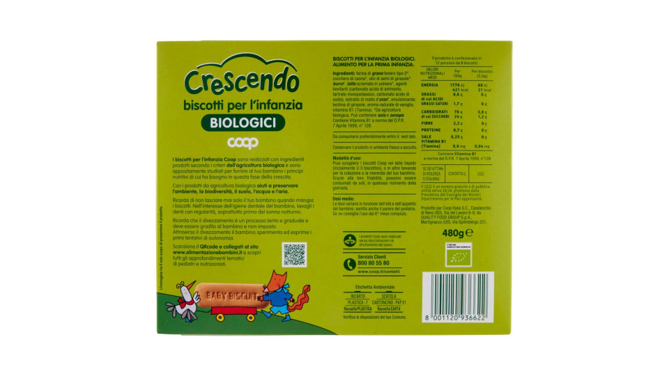 Biscotti Per L'infanzia Biologici 480 G