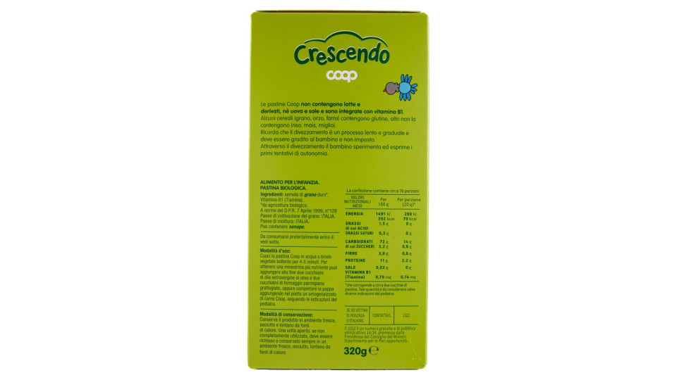 Pastina Anellini Biologica 320 G